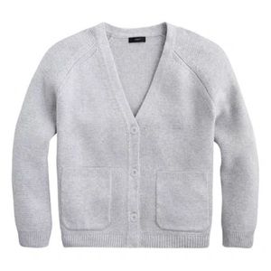 J.crew cropped cardigan sweater. V-neck with front pockets. Gray, size small.